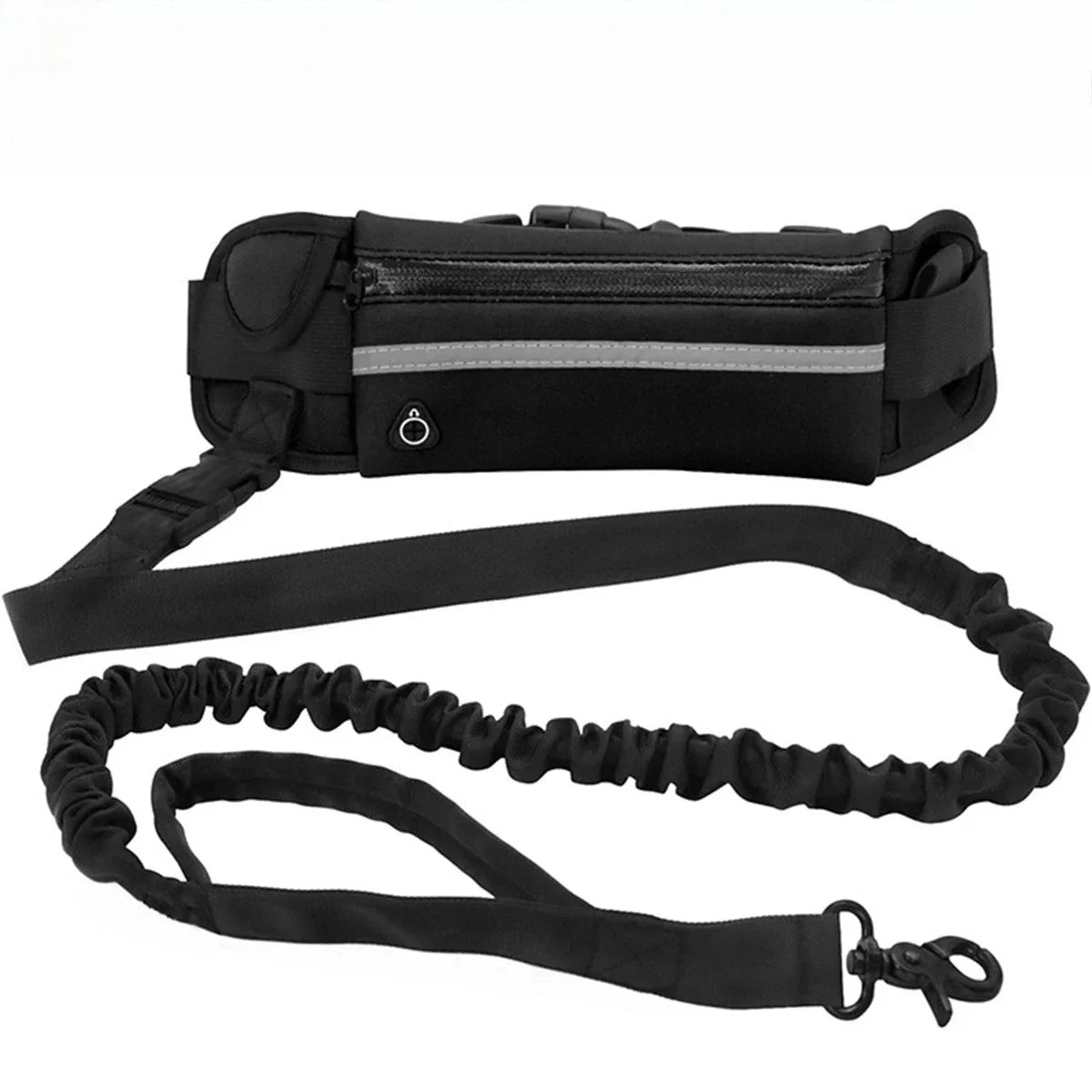 Dog Running Waist Leash Nylon Pet Leash with Waist Bag Retractable Elastic Belt Dog Traction Rope Reflective Belt Buckle